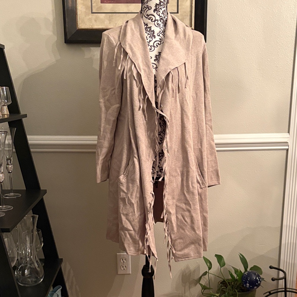 Style & Co. Beige Fringe Cape